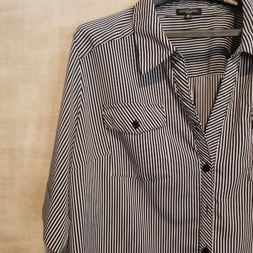 Notations Plus Size Button Front 2 Pocket Blouse - image 4